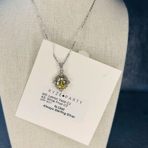 Lemon Cubic Zirconia RYZE 9.25 Sterling Silver Necklace New in Box